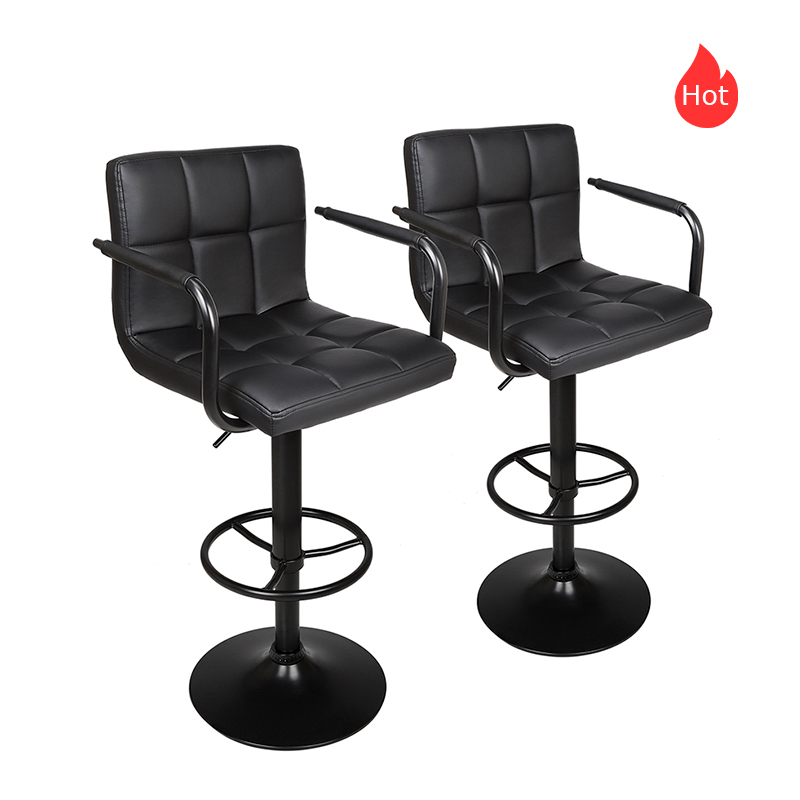 ERGODESIGN Swivel <a href='/bar-stool/'>Bar Stool</a>s with Backs and Arms and Black Base Set of 2