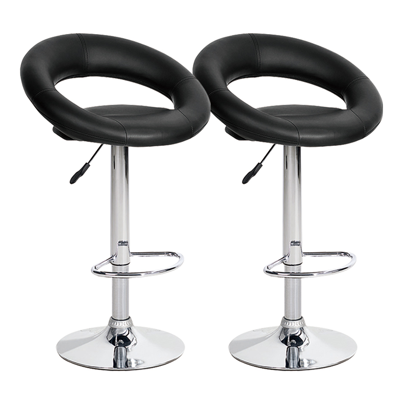 ERGODESIGN Adjustable PU Leather <a href='/bar-stool/'>Bar Stool</a>s with Round Hollow Back Set of 2