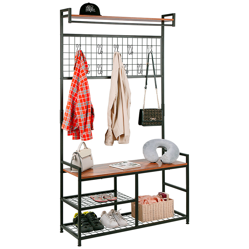 ERGODESIGN 3-in-1 Coat Rack with Shelf and Metal Grid