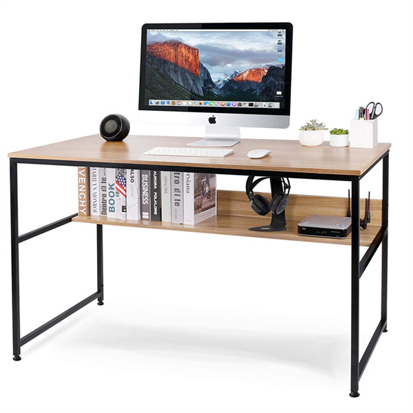 ERGODESIGN Large Nordic Home Office <a href='/desk/'>Desk</a> and Study Table with L Shelf