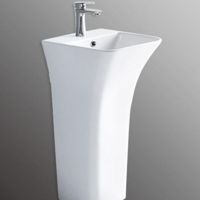 Simple and Functional Ceramic Pedestal Basin for Compact <a href='/bathroom/'>Bathroom</a>s