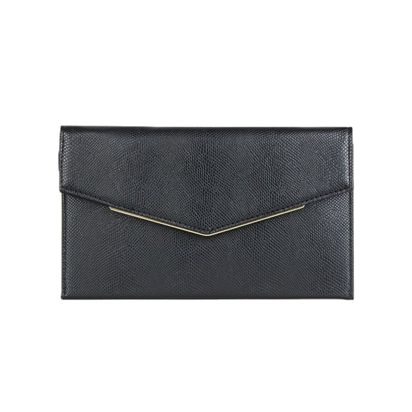 Black Metal Trim Envelope <a href='/clutch-bag/'>Clutch Bag</a>