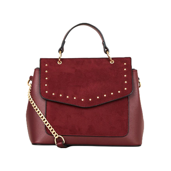 Burgundy Stud Shoulder Bag