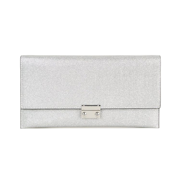 Silver Glitter Chain Strap Clutch