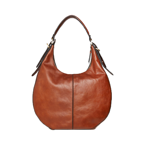 PU Leather Zip Detail Hobo Bag