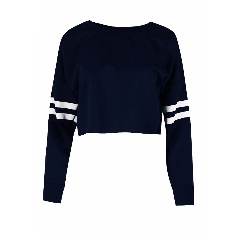 Whole Sale Women Crop Tops Solid Color long Sleeve blacnk Plain Crop Tops T-Shirt For Women