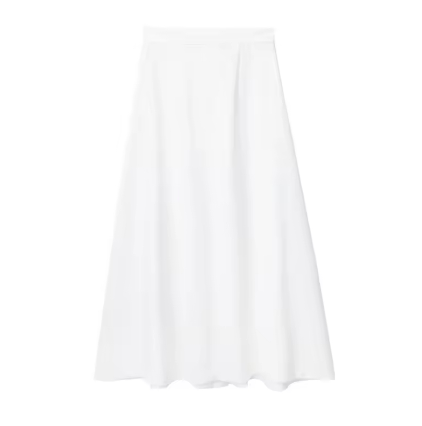 new women's ashion white button-decorated skirt A-line mid-length skirt