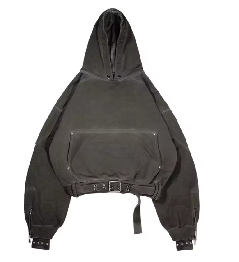 Custom Streetwear Washed  No Strings Oversized French Terry Sweatshirts Men Vintage Distressed Hoodie