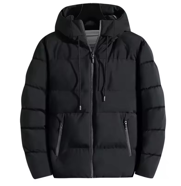 Windproof Puffer puffer Cotton Down OEM ODM Winter Clothing Black Casual Custom Print logo MEN’S Jacket coat