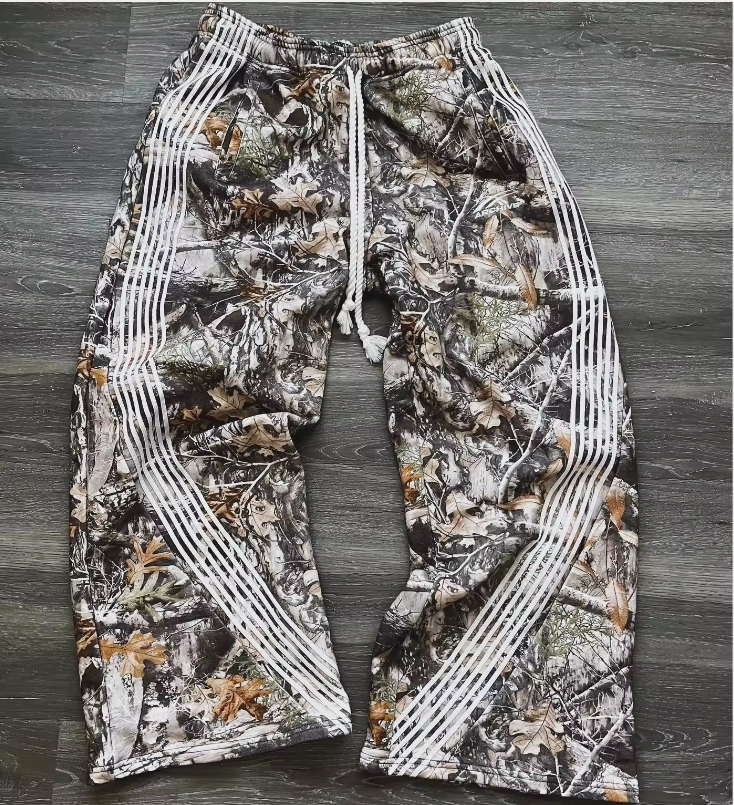 Real tree Pants Oversized Sweat 100% Cotton Flared Sweatpants Men