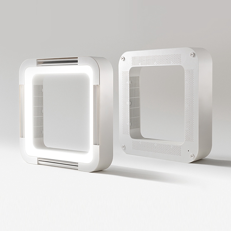 Modern Simple Ceiling Lamp Without Vane Blade Less Ceiling Box Fan Remote Control Square Bladeless <a href='/ceiling-fan/'>Ceiling Fan</a> with LED Light