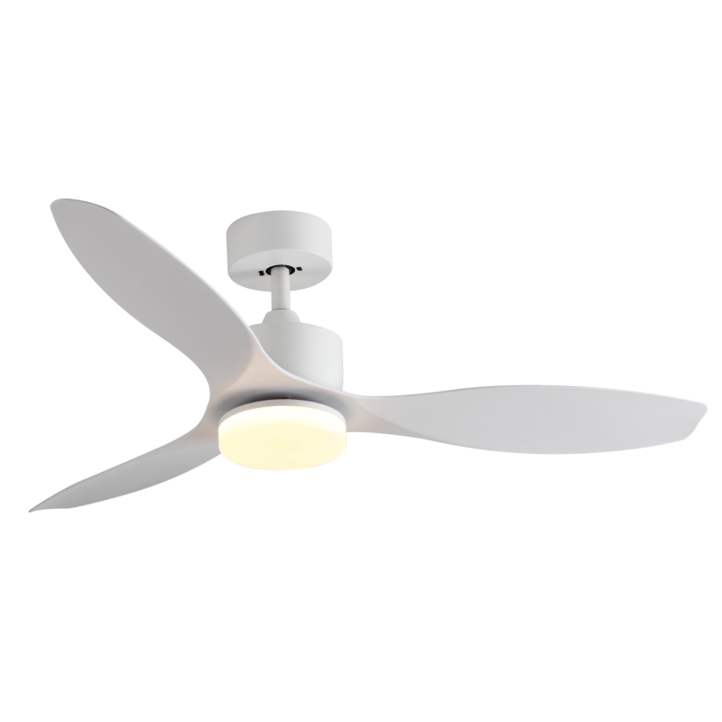 White Abanicos De Techo Con Lamparas DC Motor <a href='/ceiling-fan/'>Ceiling Fan</a> LED Light Remote Control 3 ABS Blades Celling Fan with Light