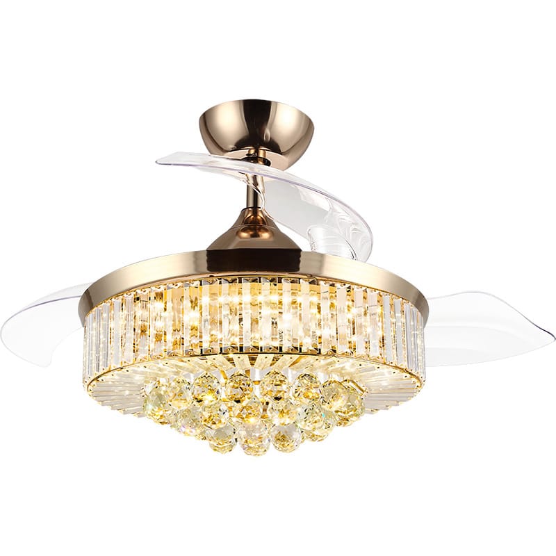 42inch Luxury Crystal Ceiling Lights Fan Lamp Invisible Acrylic Blade Dc Gold <a href='/ceiling-fan/'>Ceiling Fan</a> with Light and Remote