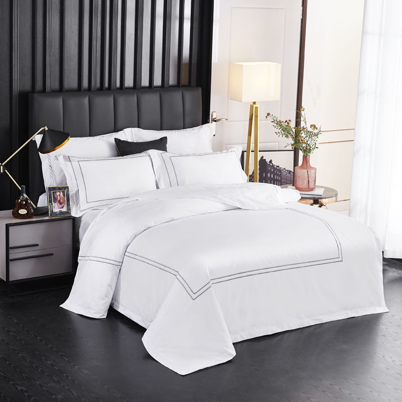 <a href='/100-cotton/'>100% Cotton</a> White 400TC <a href='/bedding-sheet-set/'>Bedding Sheet Set</a> Dot Embroidered Duvet Cover