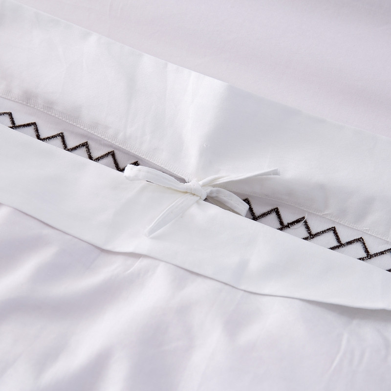 White 6080S <a href='/100-cotton/'>100% Cotton</a> Arrow Embroidered Hotel Bedroom <a href='/bedding-sheet-set/'>Bedding Sheet Set</a>