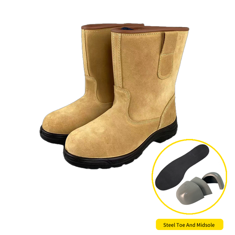 Split Suede Cowhide Oil Field Safety Boots With <a href='/steel-toe/'>Steel Toe</a> And Steel Sole