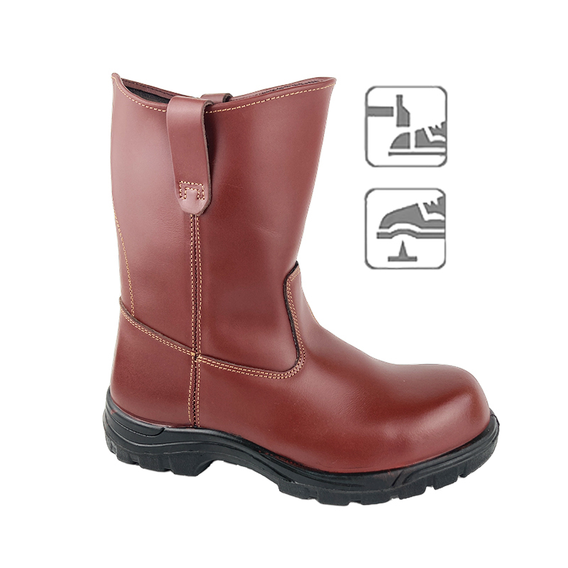 Red Cow Leather Knee Boot with Composite Toe and Kelvar Midsole