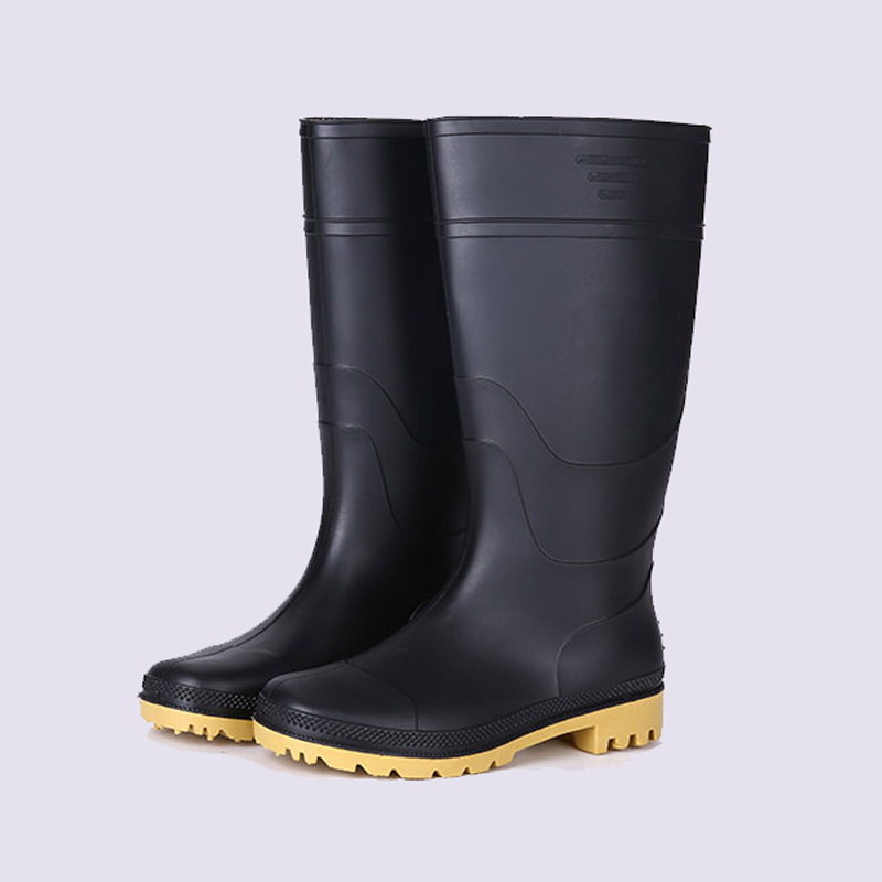 Knee-high Black PVC Waterproof Gumboots Farming <a href='/plain-toe-rubber-boots/'>Plain Toe <a href='/rubber-boot/'>Rubber Boot</a>s</a>