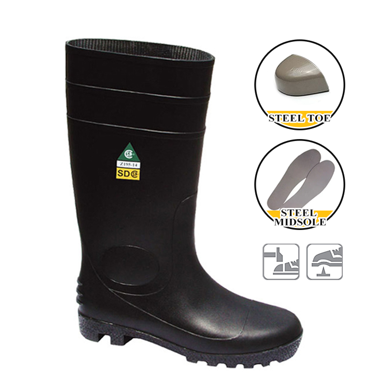 CSA Certified <a href='/pvc-safety-rain-boots/'>PVC <a href='/safety-rain-boots/'>Safety Rain Boots</a></a> with Steel Toe and Midsole