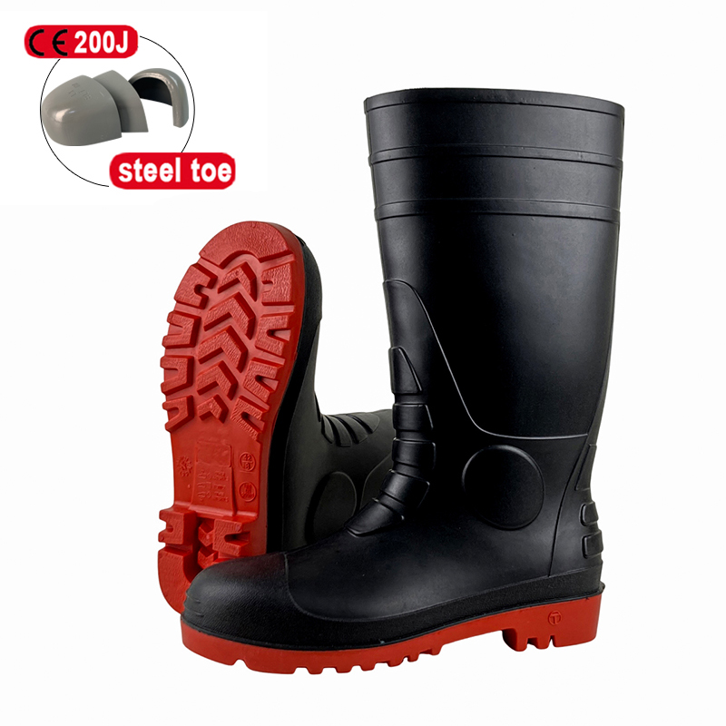 Black High Cut Anti-smash S5 PVC Safety <a href='/gum-boot/'>Gum Boot</a>s Zapatos De Sequridad