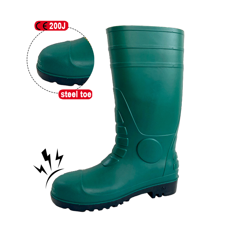 Dark Green Waterproof Steel Toe PVC Work <a href='/rubber-boot/'>Rubber Boot</a>s