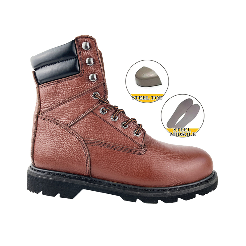 Brown Goodyear Welt Safety <a href='/leather-shoes/'>Leather Shoes</a> with Steel Toe and Midsole