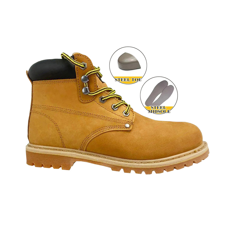 Yellow Nubuck Goodyear Welt Safety <a href='/leather-shoes/'>Leather Shoes</a> with Steel Toe Cap