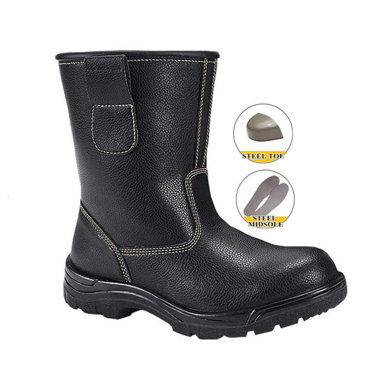 10 inch Oilfield Safety Leather Boots with <a href='/steel-toe/'>Steel Toe</a> and Midsole