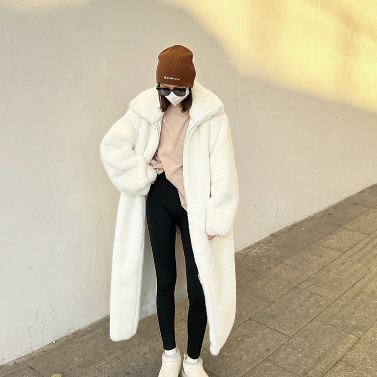 HFK0300 FAUX FUR COAT-110CM