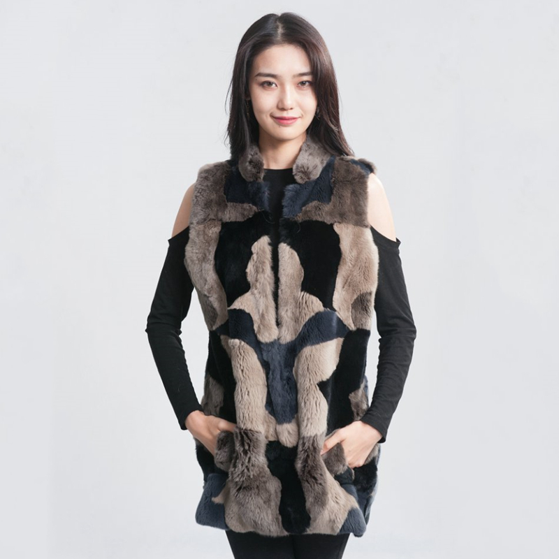 HHB891	 RABBIT VEST WITH FOX TRIM -62CM