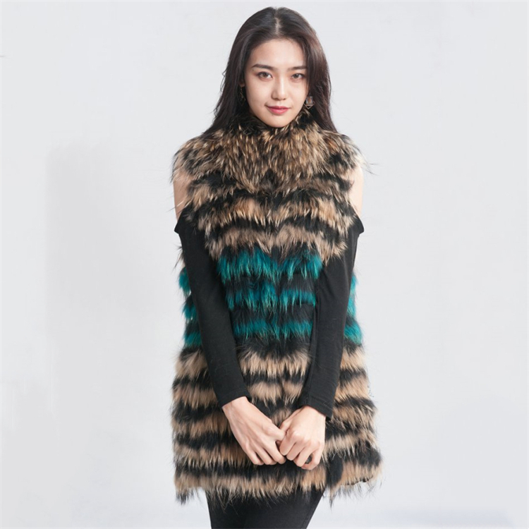 HHA862 Raccoon Taping <a href='/fur-vest/'>Fur Vest</a>
