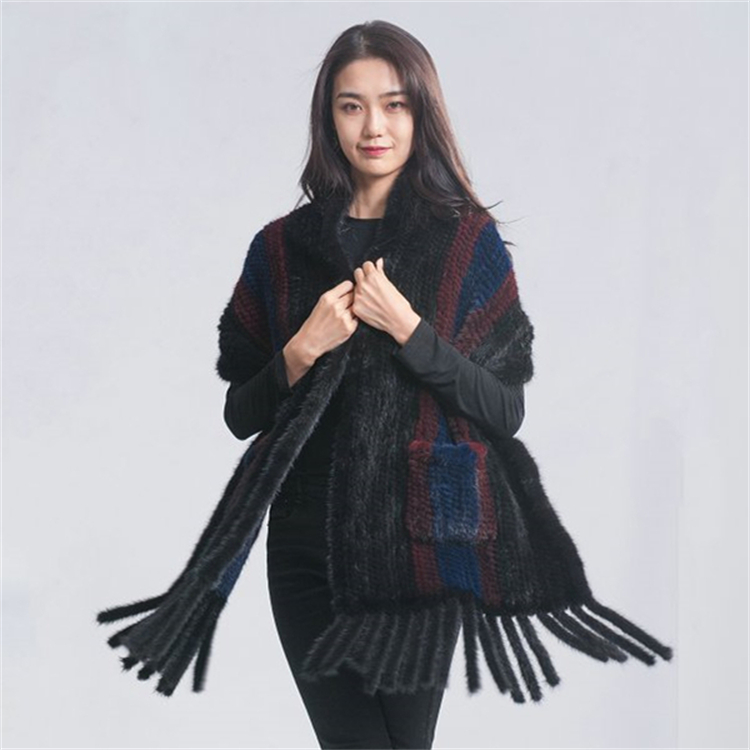 HHB887	 DEMARK MINK SHAWL WITH POCKET