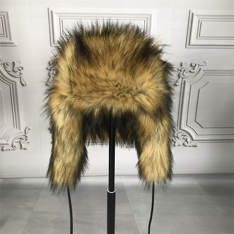 HFK0206 	 FAUX FOX FUR ANDY NYLON TRAPPER HAT