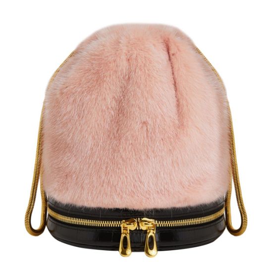 HT1176 MINK AND COW SKIN LEATHER BAG