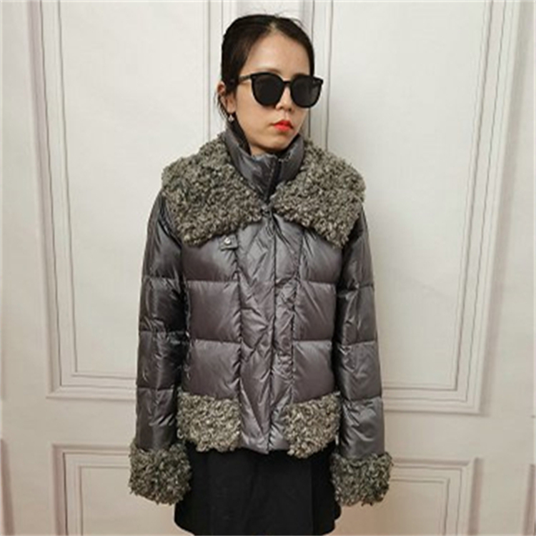 HG7218 DOWN COAT  FABRIC 100% POLYESTER LAMB COLLAR-61CM