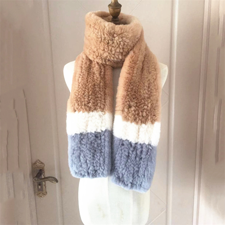 HS3084 KNITTED REX RABBIT SCARF
