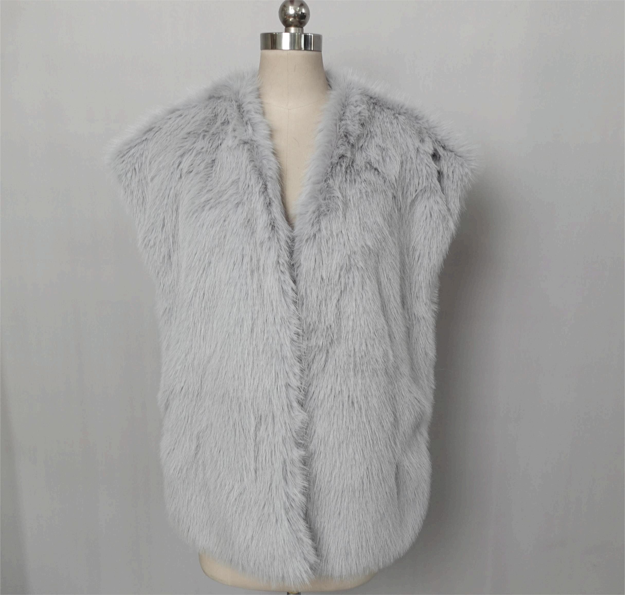  HFK0223 FAUX FOX FUR VEST- 74CM