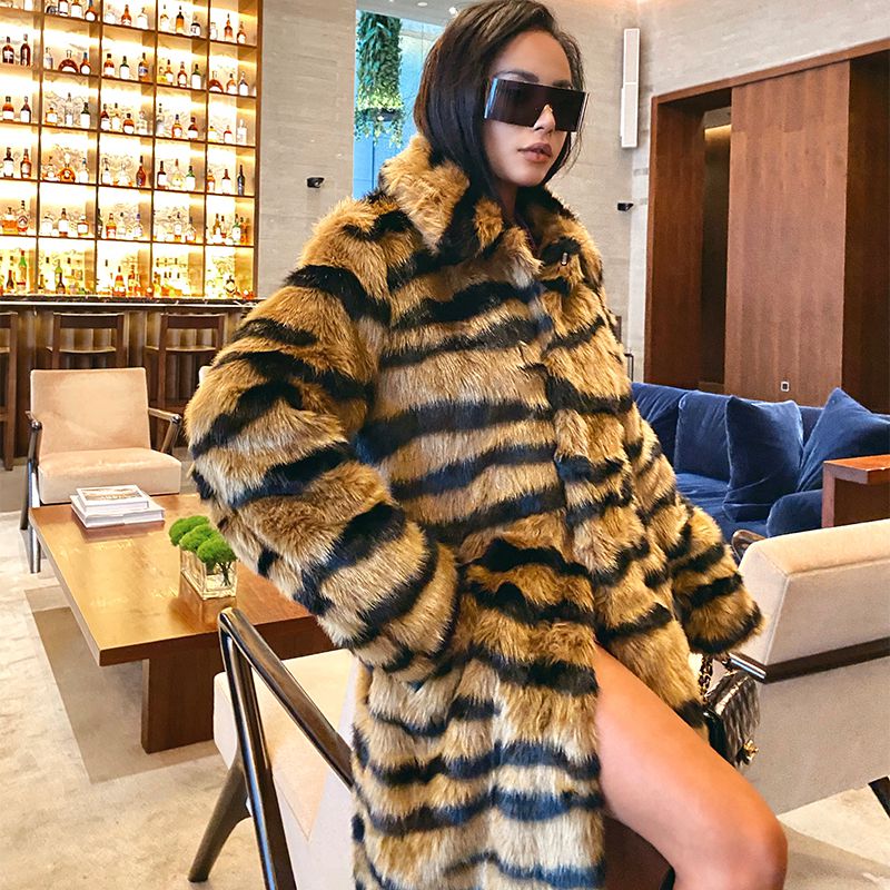 HFK0321	 FAUXMINK FUR COAT-100CM