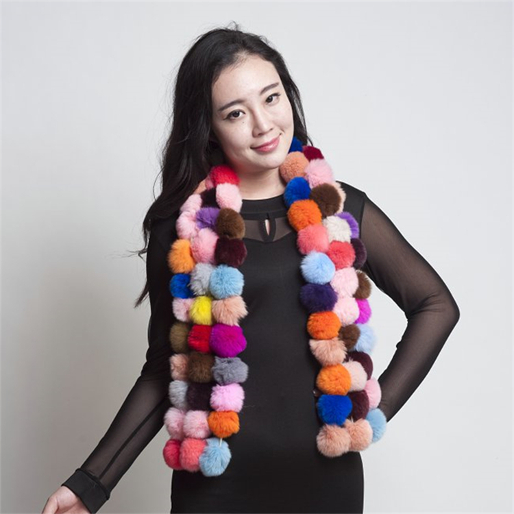 HHB439 REX RABBIT POM SCARF