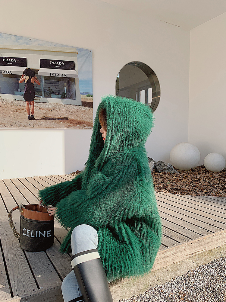 HFK0307 FAUX FUR JACKET- 65CM