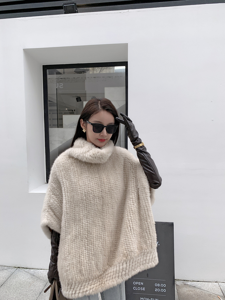 HG7295 KNITTED MINK PONCHO-65CM (10)