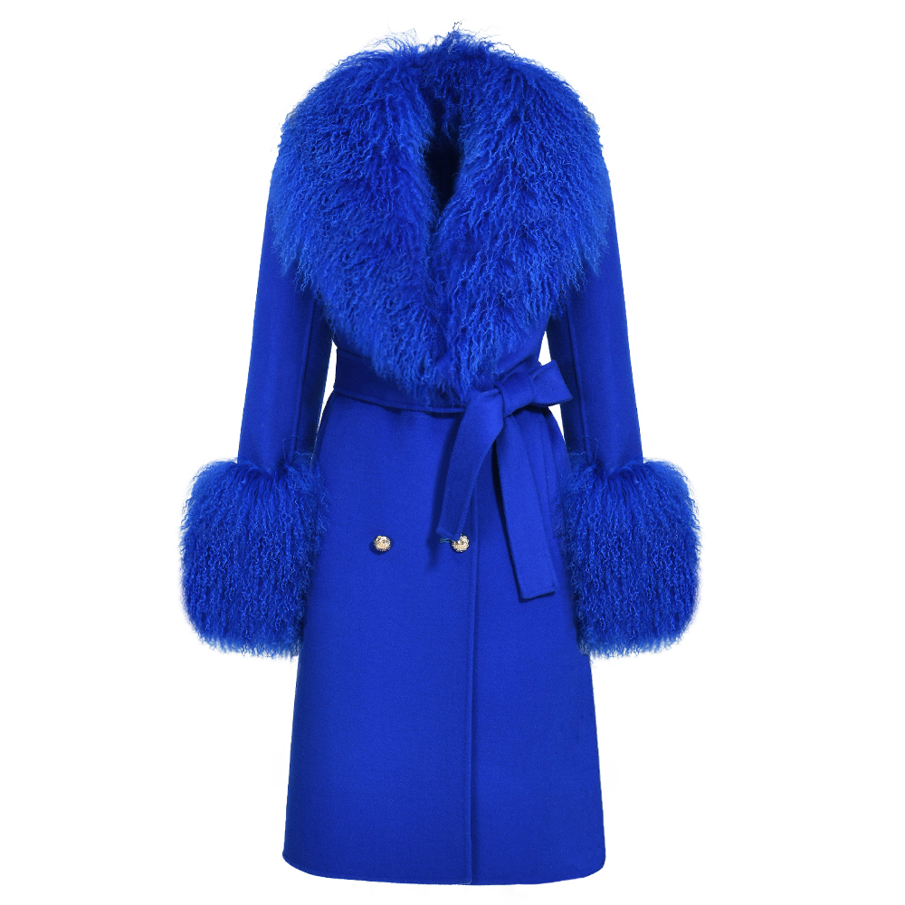 HG7458 WOOL COAT WITH DETACHABLE FUR TRIM 100% WOOL-100CM