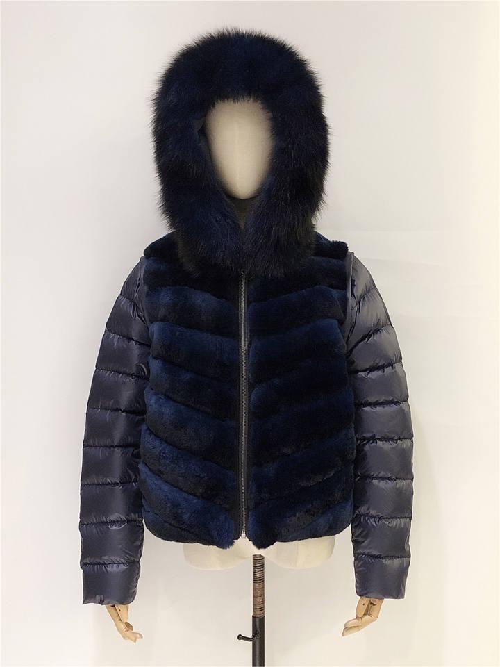 HG7469 DOWN AND REX RABBIT HOODIE JACKET FABRIC 100% POLYESTER FOX TRIM