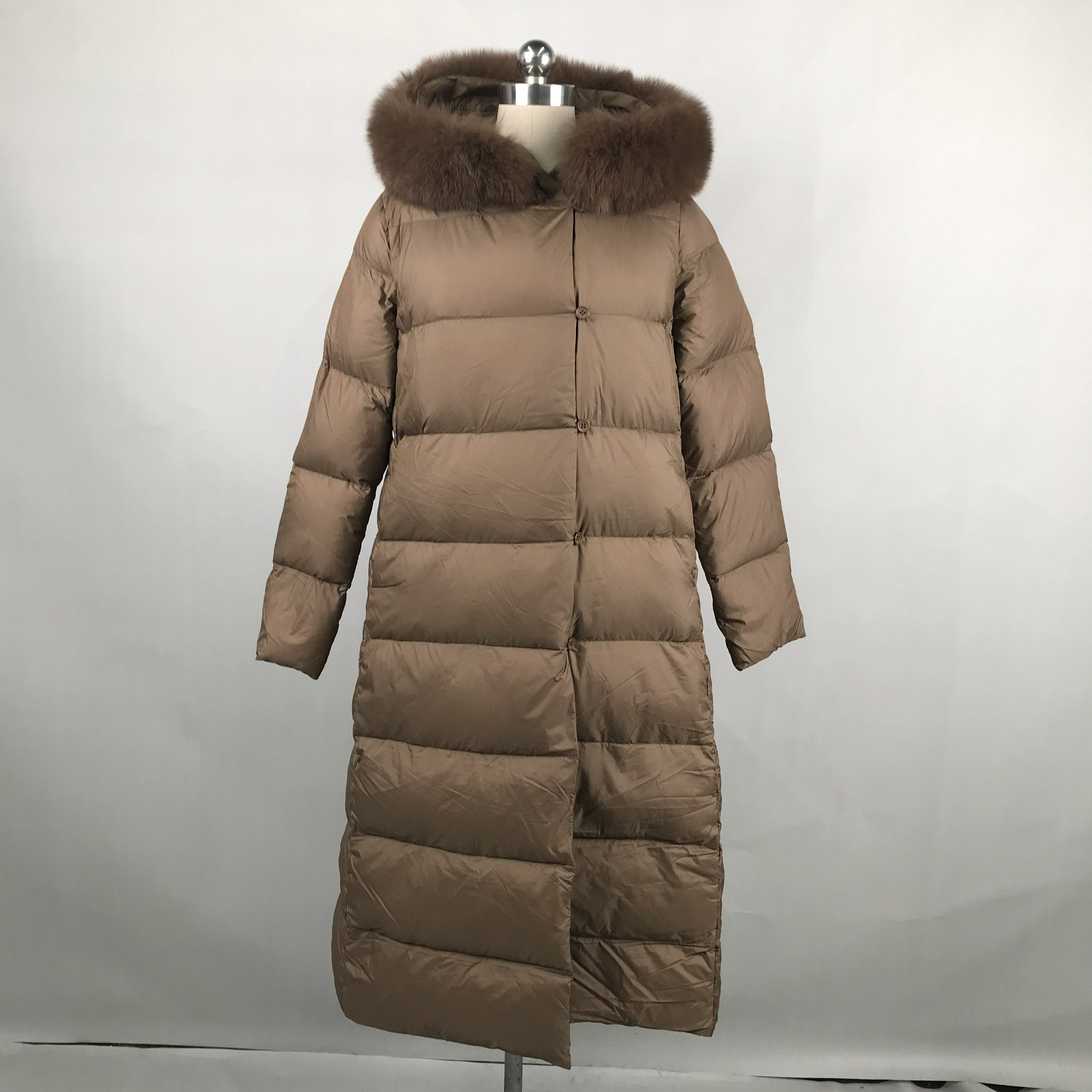 HG7554 HOODED DOWN COAT WITH FOX TRIM-114CM