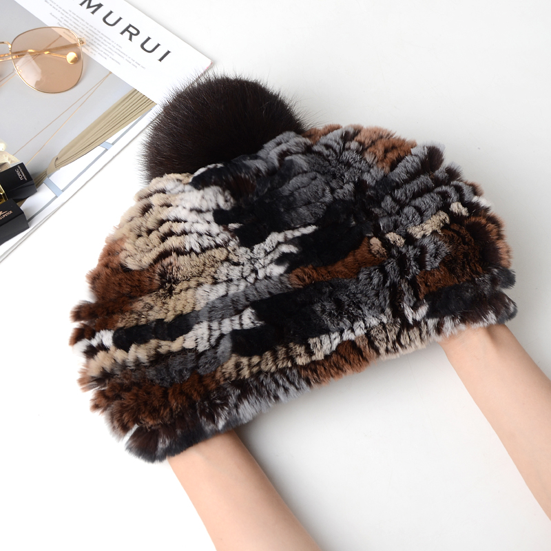 HS3069 KNITTED REX HAT WITH FOX POM (31)