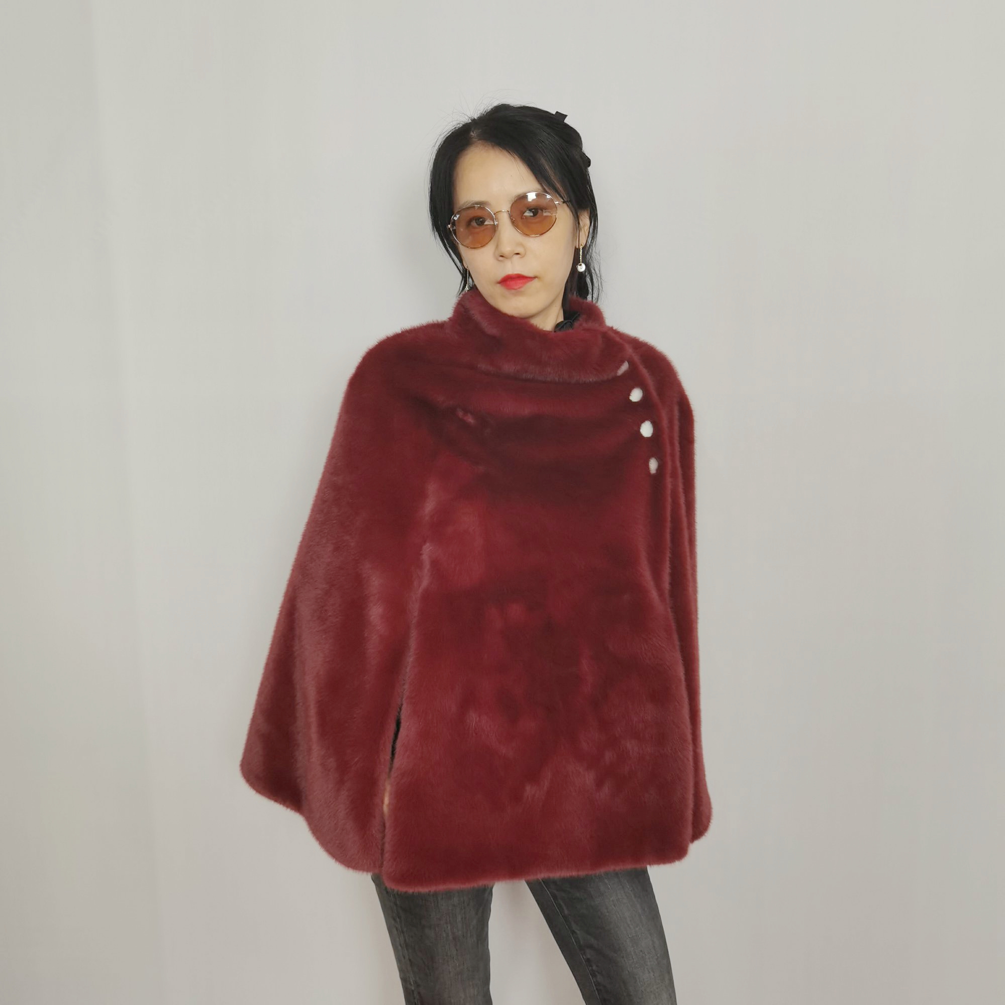  HG7249FF FAUX MINK FUR JACKET-67CM