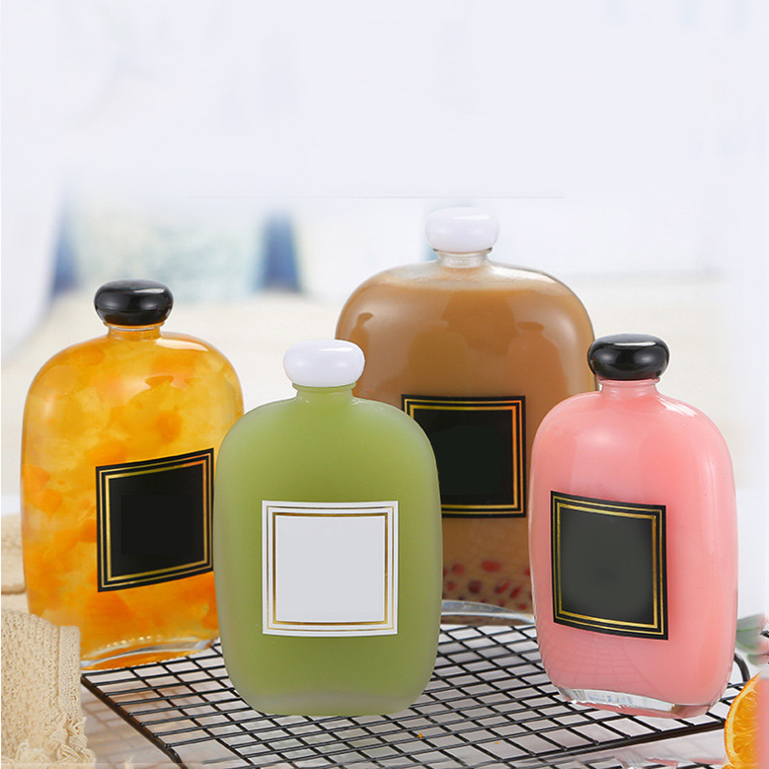 Factory Direct sell frosted juice bottle 100 ml glass small soy milk beverage bottle