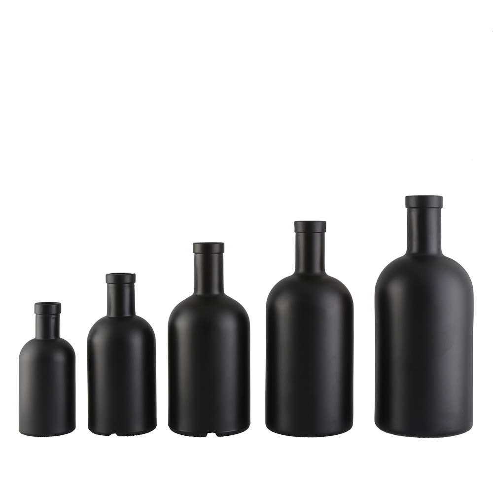 750ml Matte Black Glass Gin vodka Whisky bottle