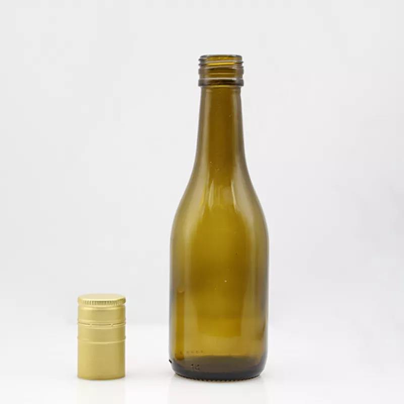 187ml antique green small glass burgundy wine bottle with aluminum screw cap