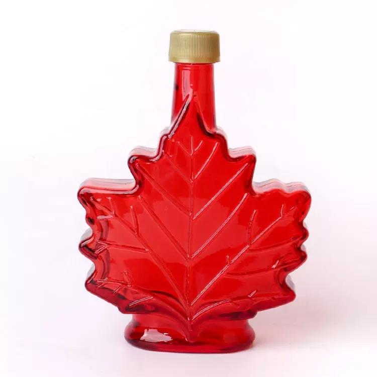 Small Maple Leaf Shape Glass Bottle for wine juice beverage